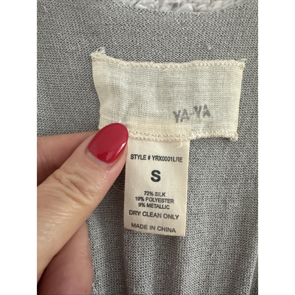 YaYa Gray Silver Metallic Razor Back Midi Dress - Size Small - Picture 2 of 7